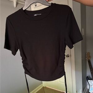 Zara Black Ruched Crop Top
